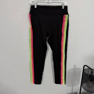PINK Victoria's Secret Ultimate Yoga Leggings Women’s Size Large Neon Stripes